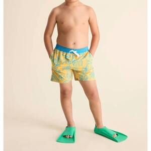 NEW CHUBBIES boys floral explorers classic swim trunk - shorter in mid yellow fl